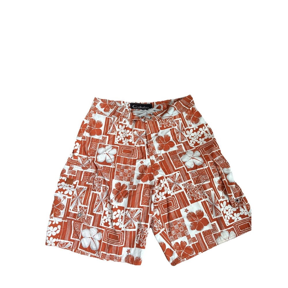 Quicksilver Silver Edition Board Shorts 34 Hawaiian Abstract Pattern